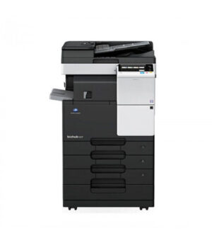 Refurbished Konica Minolta Bizhub B227 multifunction printer in a modern office setup