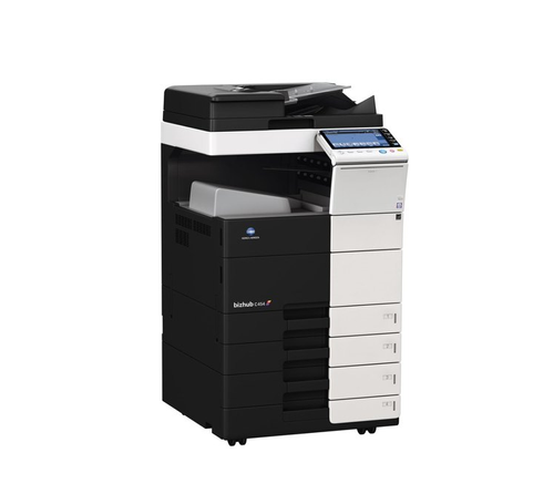 Refurbished Konica Minolta Bizhub C654 multifunction printer in an office setting